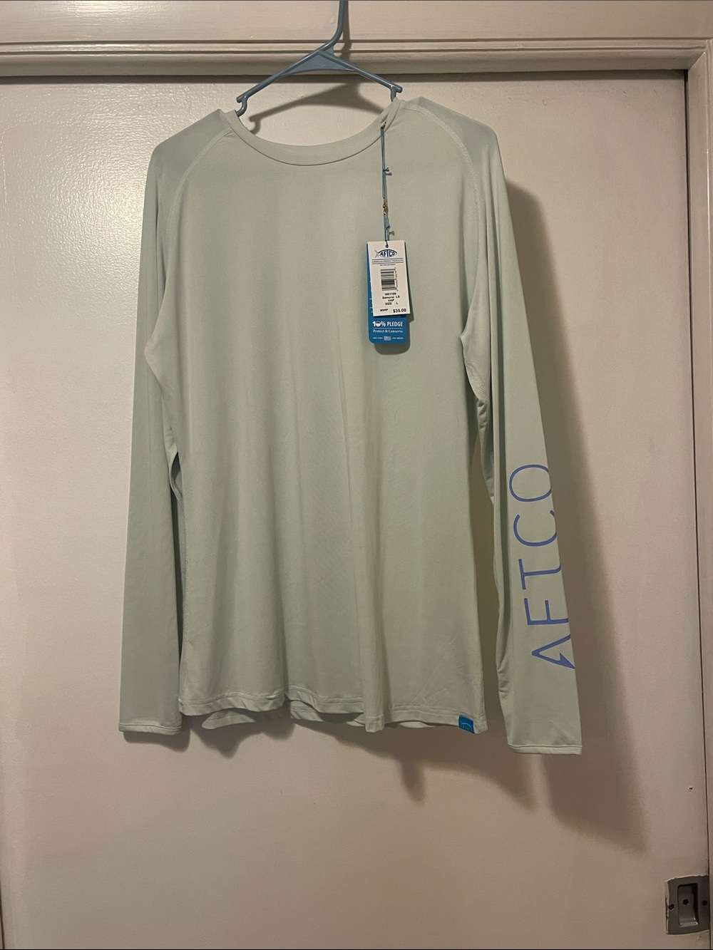 AFTCO Long Sleeve Performance Shirt in Light Seafoam Large NWT